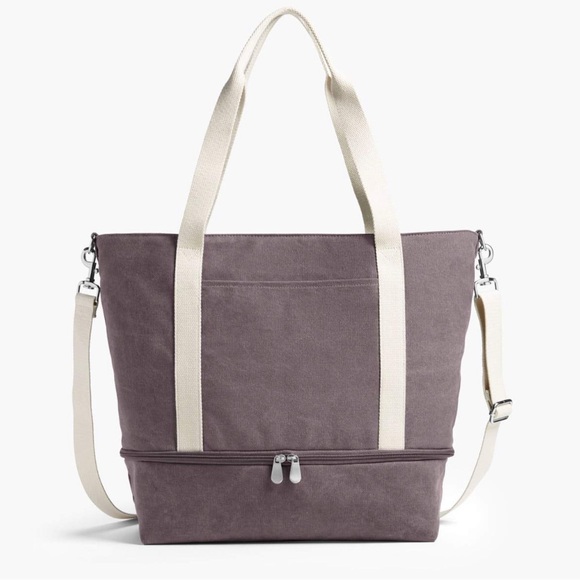 Lo & Sons Handbags - Lo & Sons Catalina Deluxe Thistle Tan Brown Cotton Canvas Zip Up Tote Bag EUC